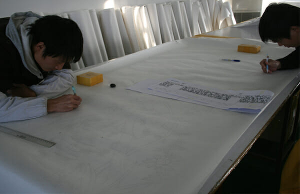 A full-scale template is drawn up